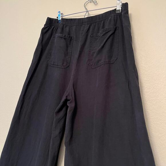 Like new $168 Splendid Angie Wide Leg Palazzo Pant Black Large Linen Blend - Picture 7 of 11